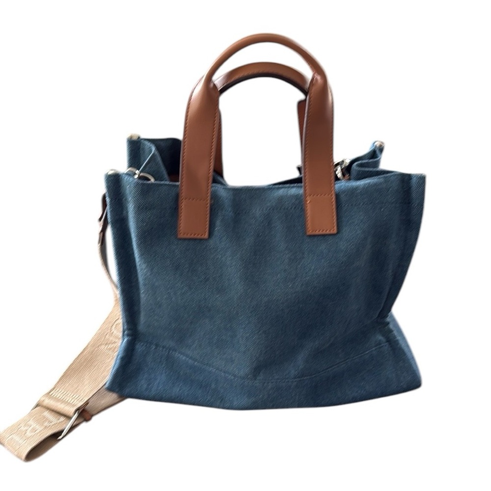 True Religion Medium Denim Tote with Adjustable Strap, NWT - Picture 4 of 5